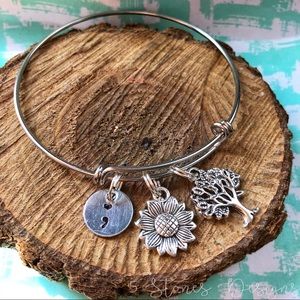 🆕 Semicolon Tree Of Life Stainless Bangle